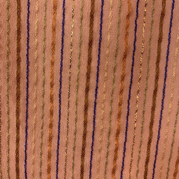 Rebecca Taylor XL Blouse Margarita Pink Metallic Stripe Lurex Silk Lined Top - Picture 7 of 10